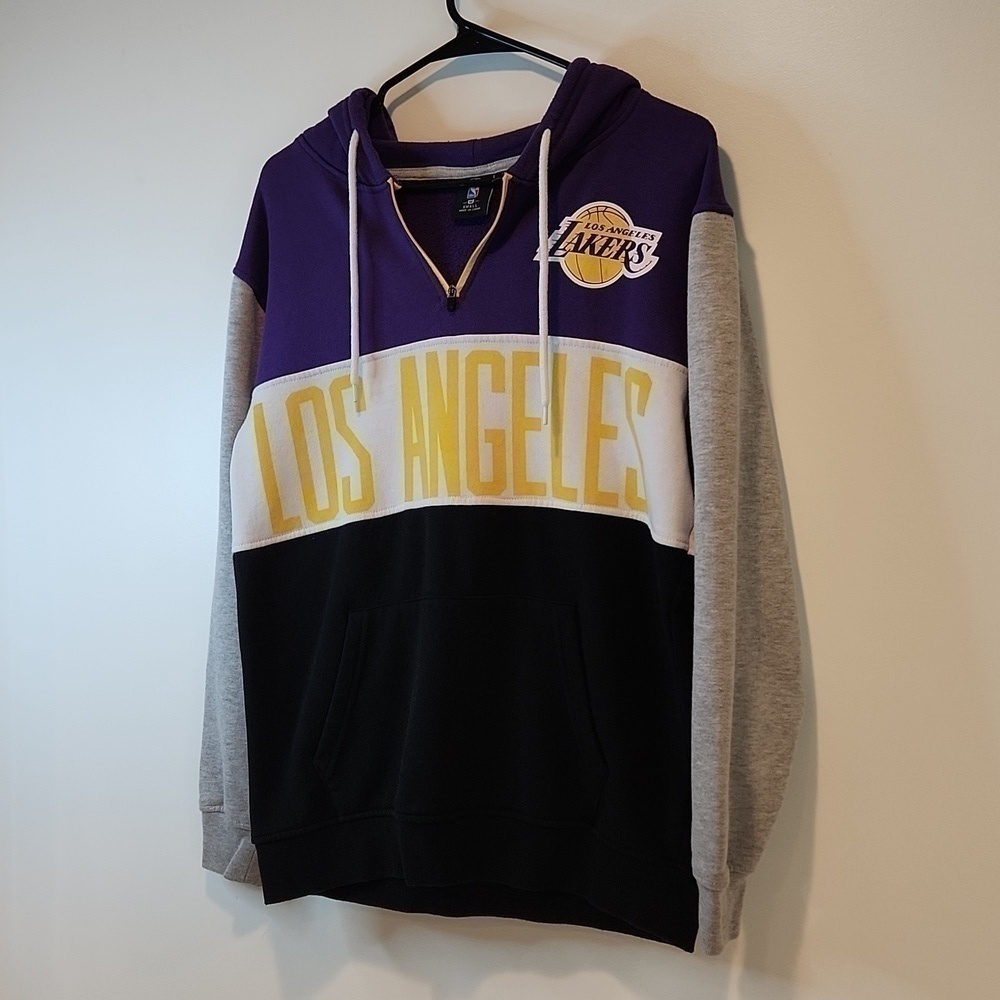Official NBA Los Angeles Lakers Colorblock 1/4 Hoodie Pullover Men's Sz S NICE! - Picture 3 of 14